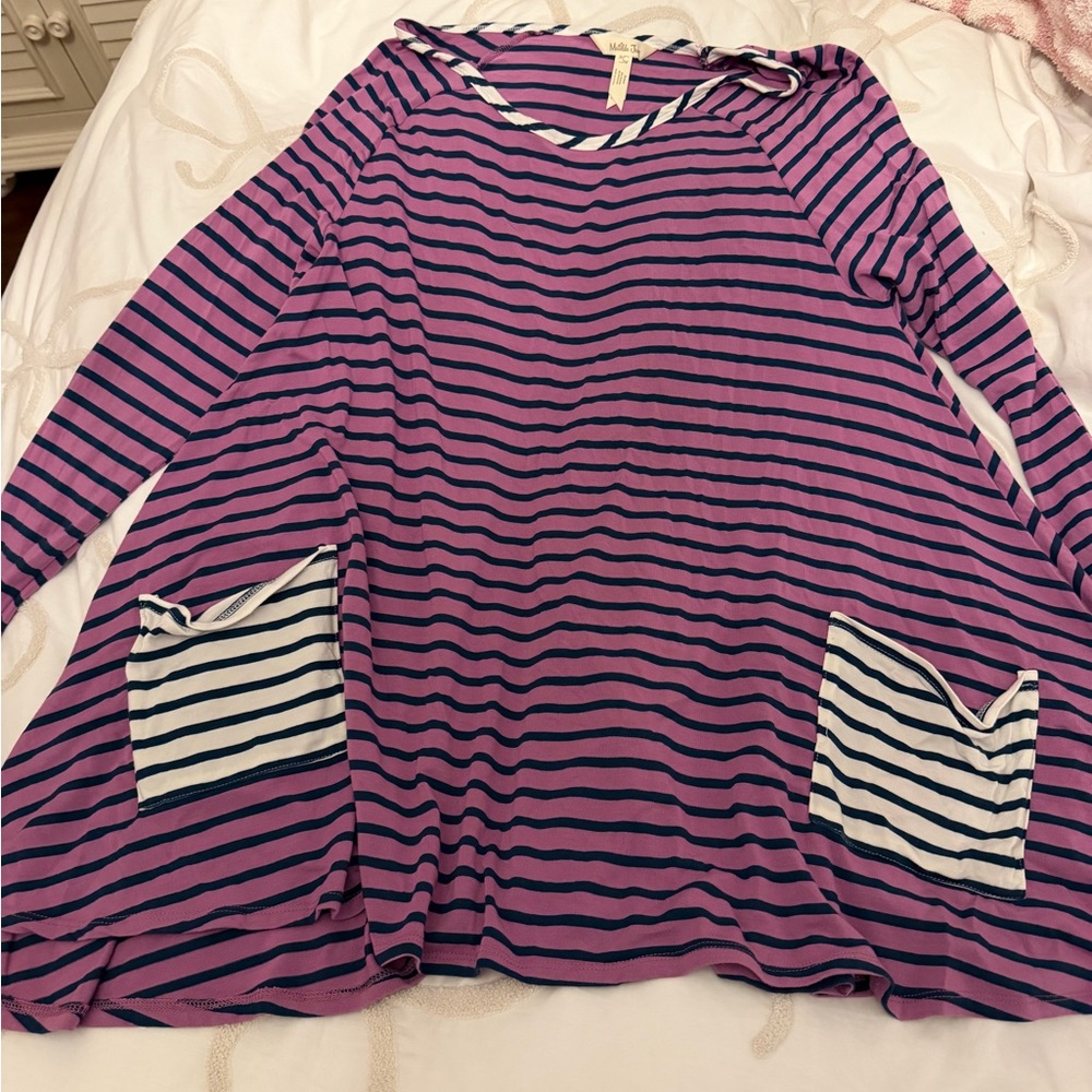 Ladies Matilda Jane Purple and Black Striped Blouse